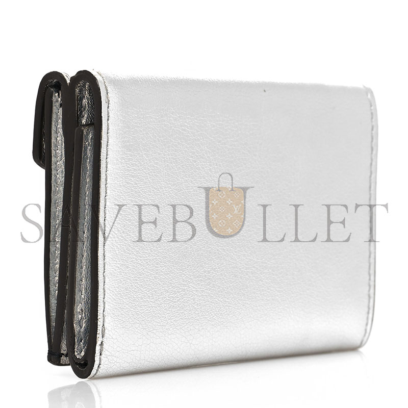 F**di micro tri-fold mini wallet with silver metallic ff logo f (9*6*3cm)
